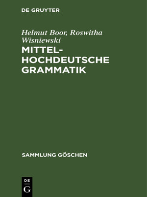 cover image of Mittelhochdeutsche Grammatik